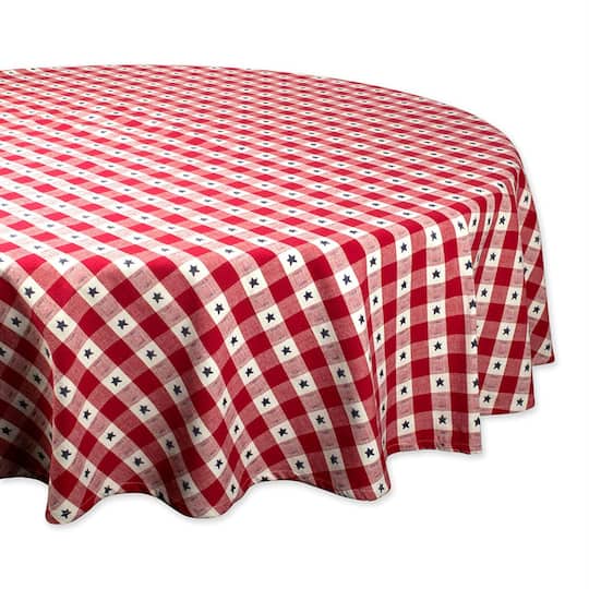 DII® 70" Round Star Check Tablecloth